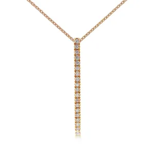 18K Rose Gold and Diamond Curved Bar Pendant