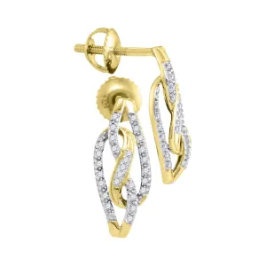 Attractive 10K Yellow Gold Round Diamond Infinity Screwback Stud Earrings 1/6 CTTW
