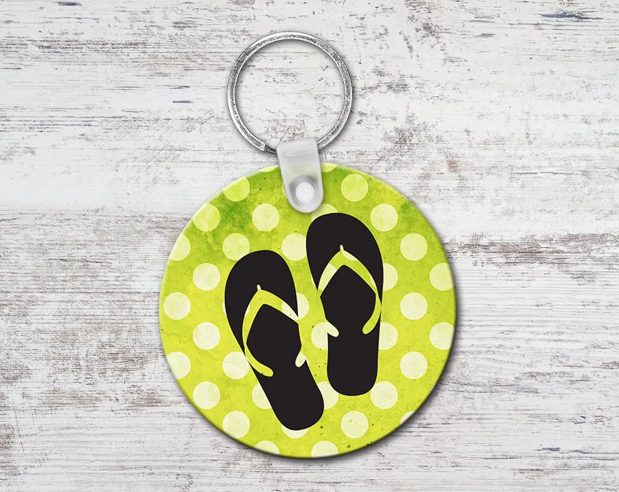 Flip Flops Polka Dots Keychain