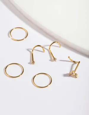 Gold Snake Diamante Nose 6-Pack
