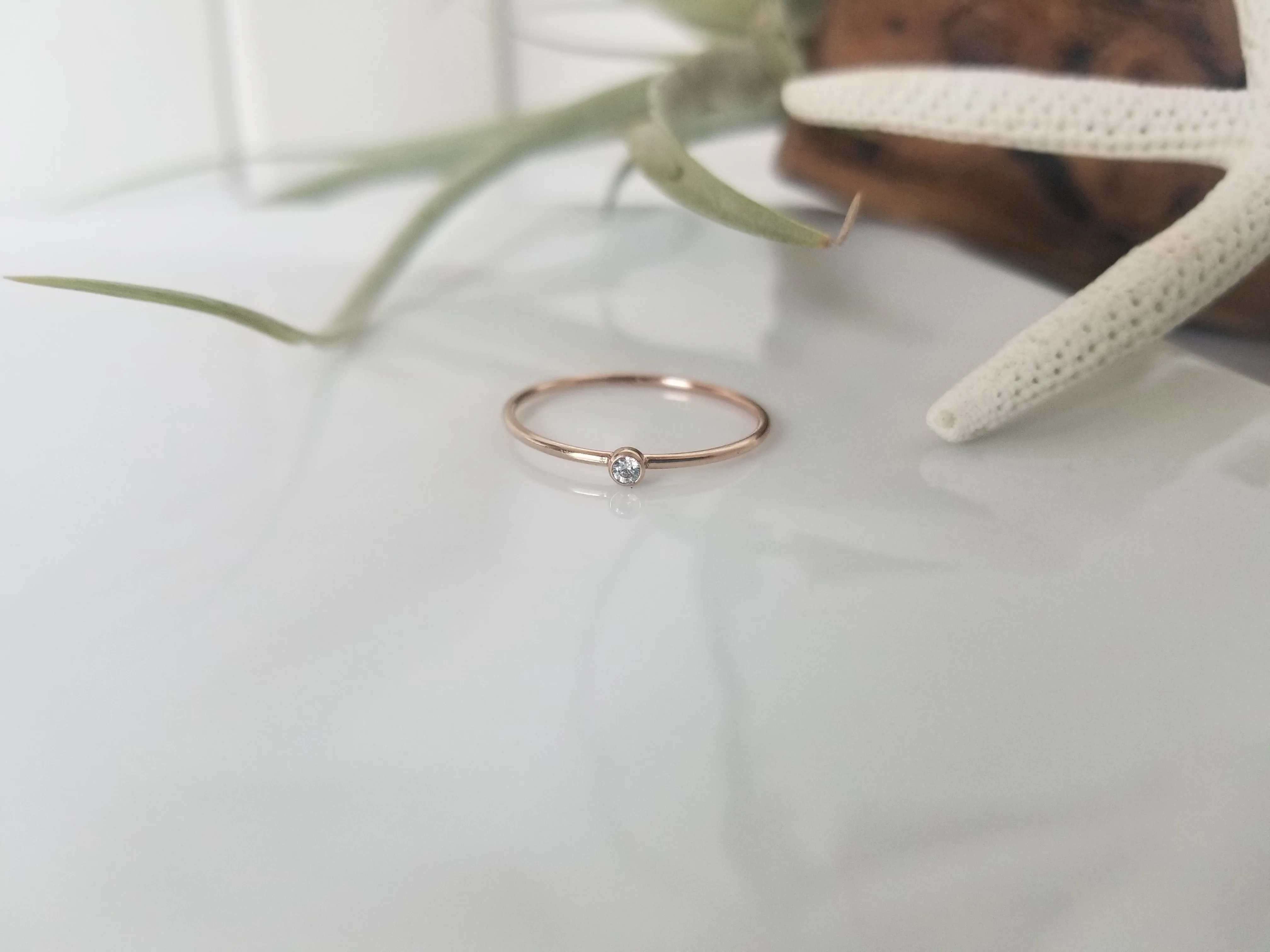 Mini Diamond CZ Stacking Ring  - Sterling, Gold or Rose Gold