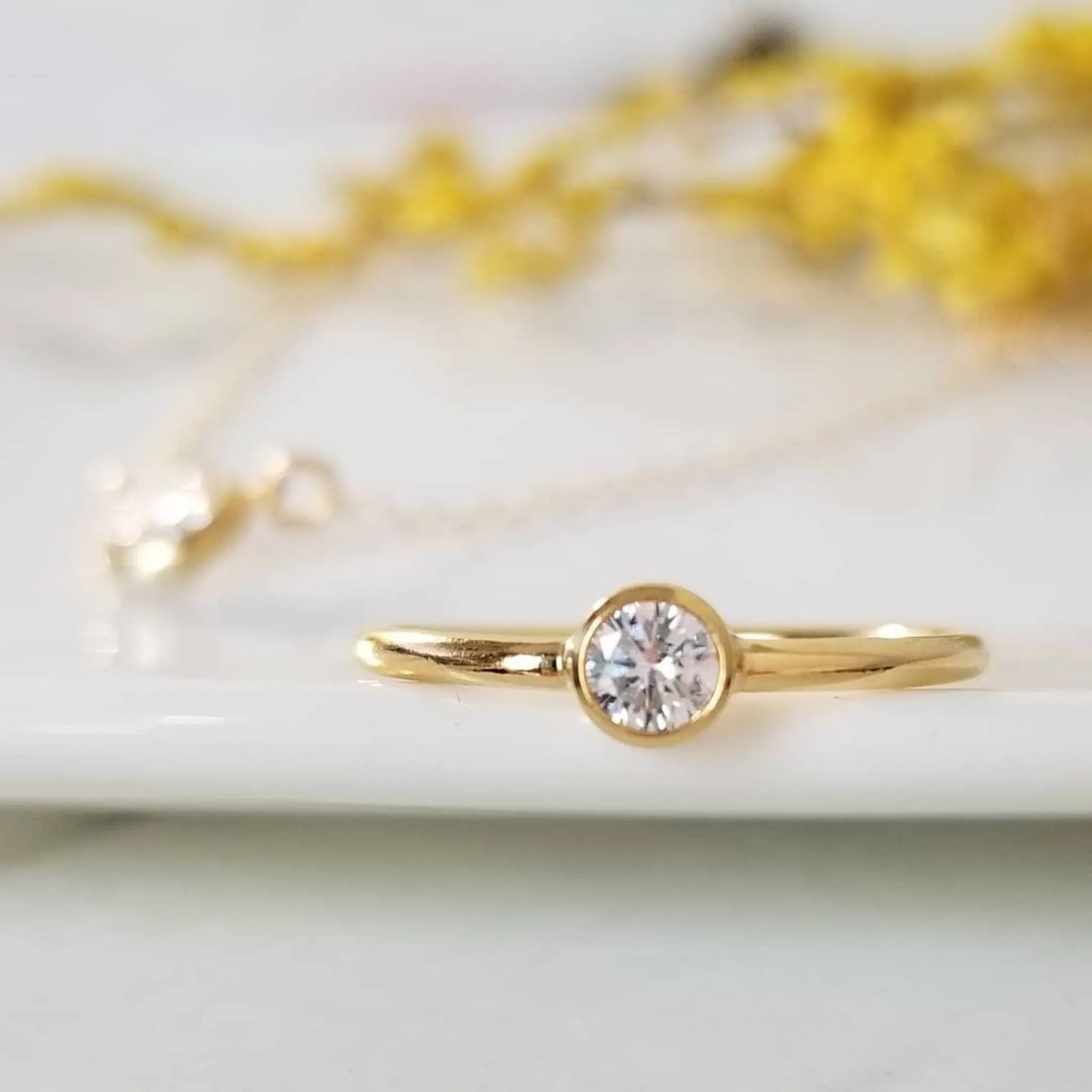 Mini Diamond CZ Stacking Ring  - Sterling, Gold or Rose Gold